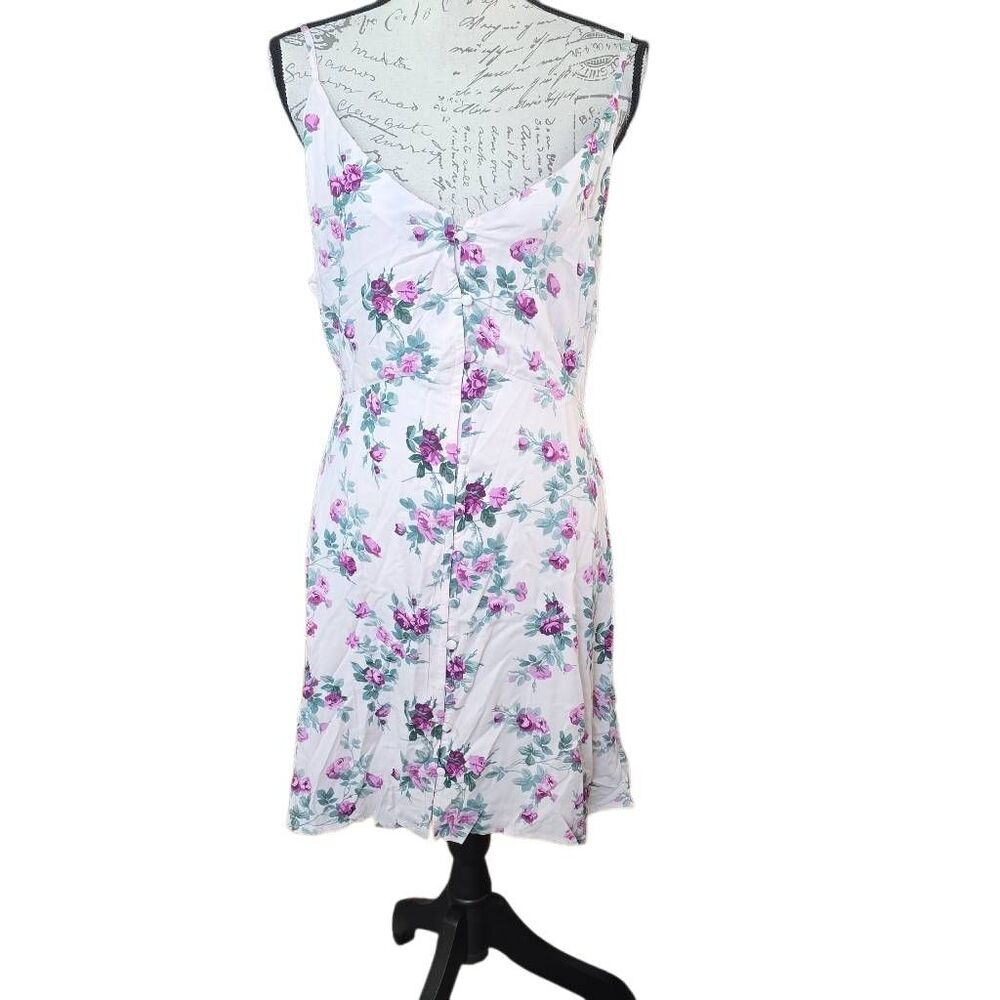 Abercrombie & Fitch Women's Size XL Pink Purple Floral Print Button Down Dress